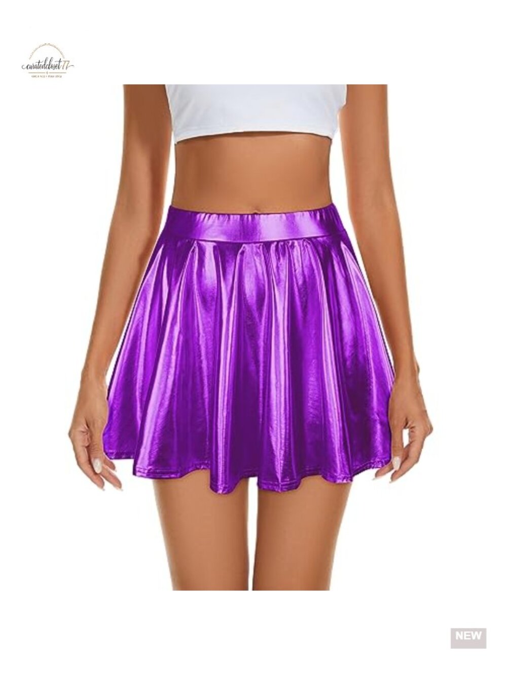Metallic Skirt High Waist Flared Pleated Mini Cosplay Halloween
